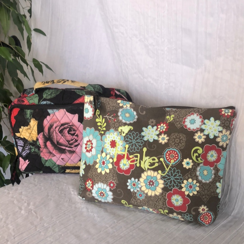 VERA BRADLEY large Havanna Rose & THIRTY ONE make up case cosmetic travel bags